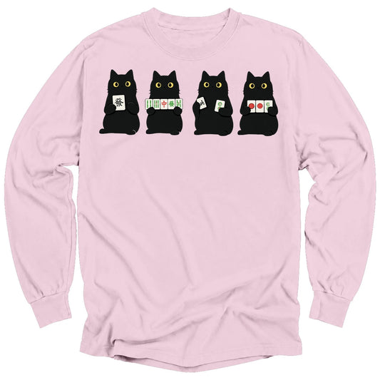 Cats playing Mahjong Long Sleeve T-Shirt