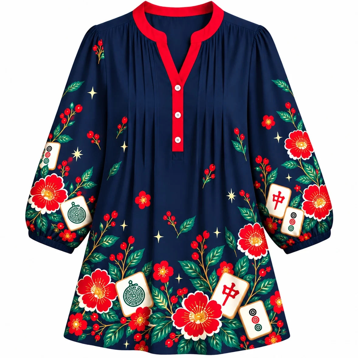 Festive Mahjong Blouse
