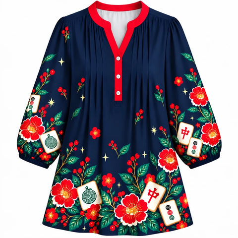 Festive Mahjong Blouse