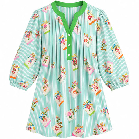 The Blooming Tiles Mahjong Blouse