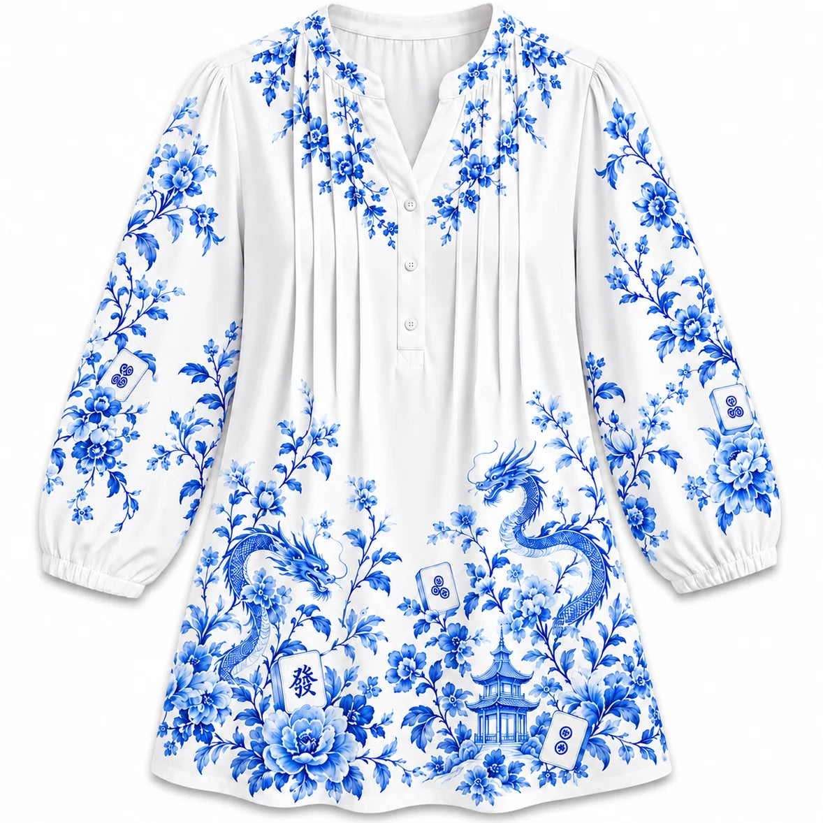 The Blue Porcelain Dragon Blouse