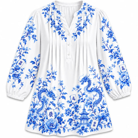The Blue Porcelain Dragon Blouse