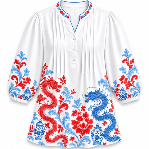 The Dragon Duet Mahjong Blouse
