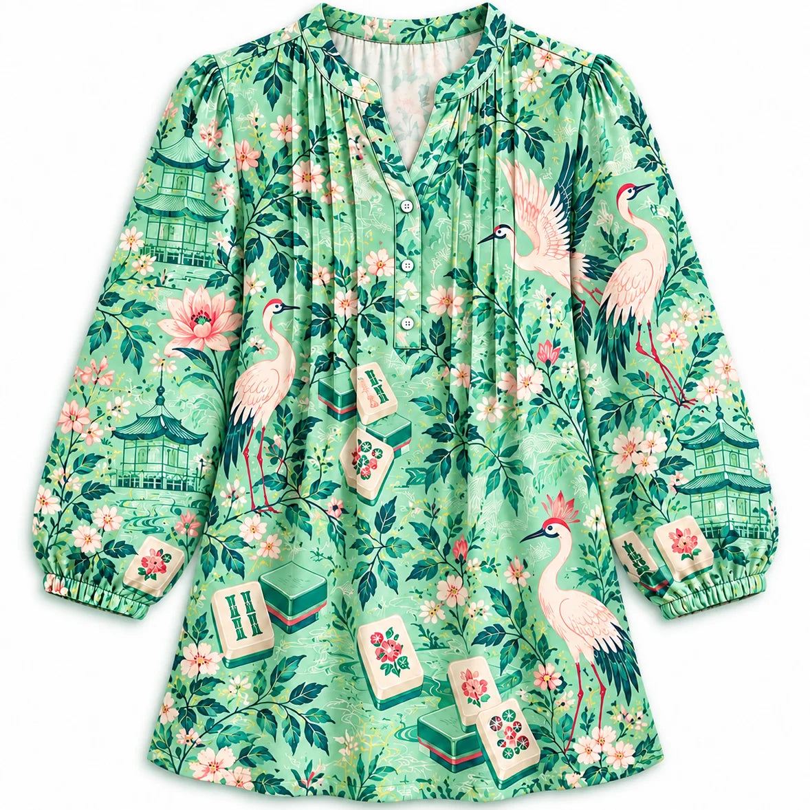 The Jade Crane Heron Blouse