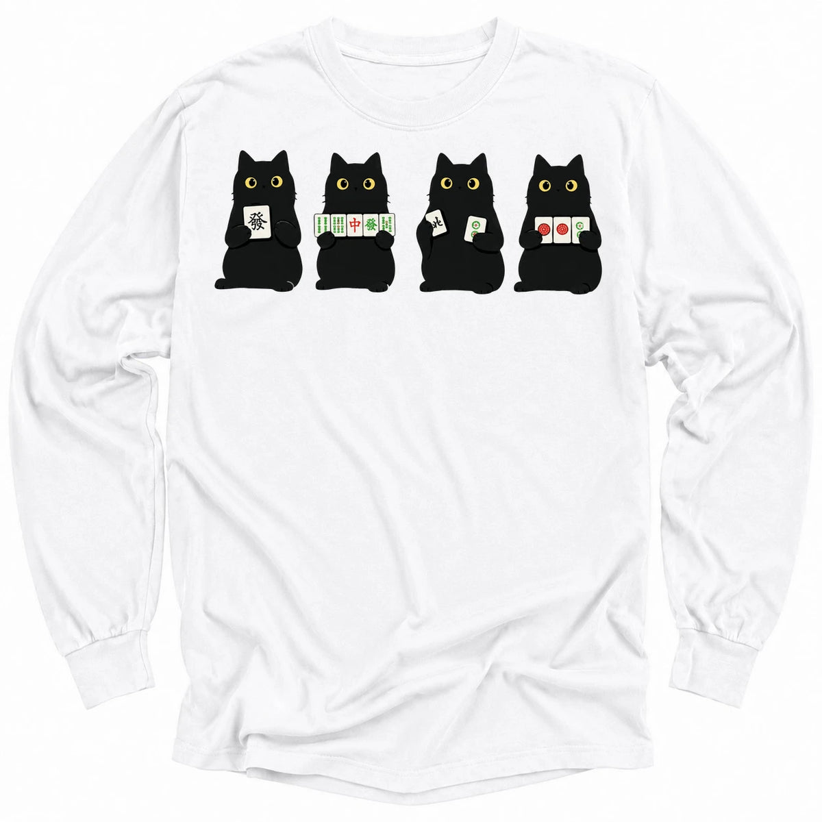 Cats playing Mahjong Long Sleeve T-Shirt