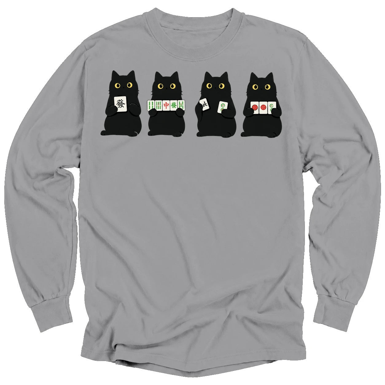 Cats playing Mahjong Long Sleeve T-Shirt