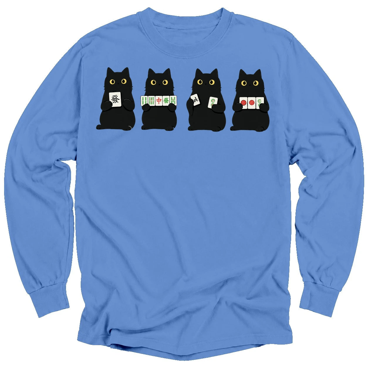 Cats playing Mahjong Long Sleeve T-Shirt