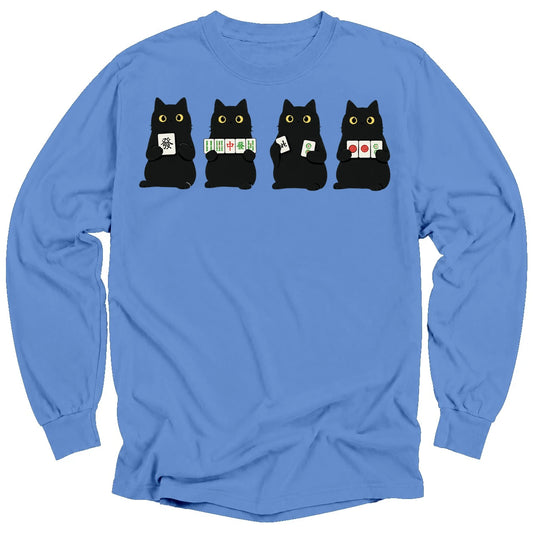 Cats playing Mahjong Long Sleeve T-Shirt