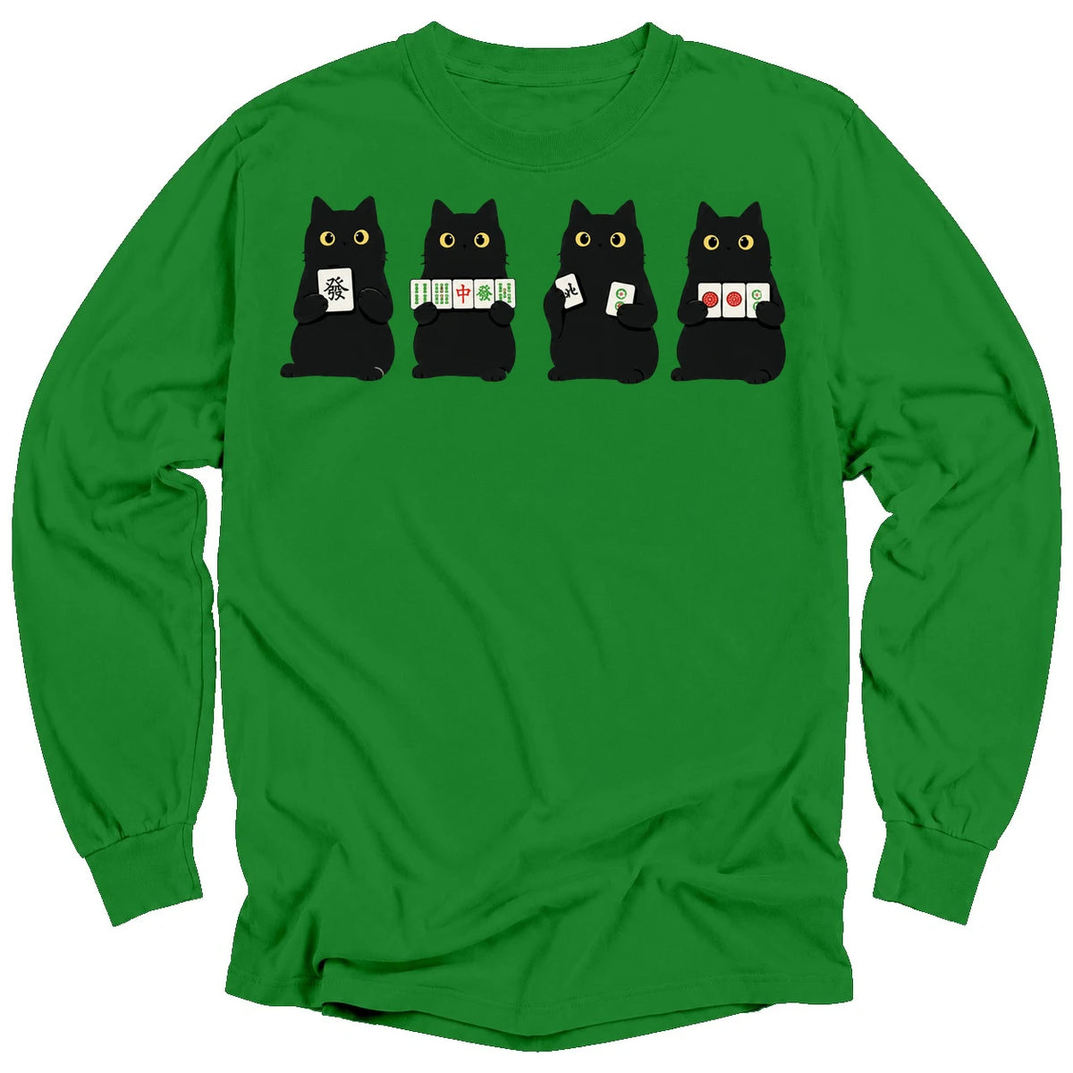 Cats playing Mahjong Long Sleeve T-Shirt