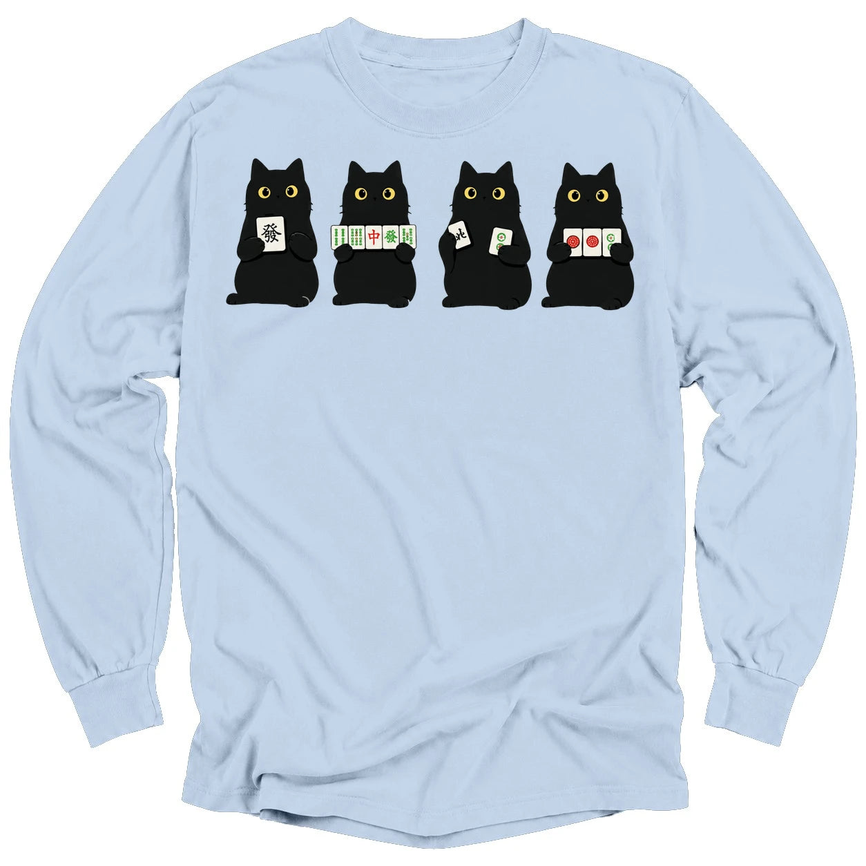 Cats playing Mahjong Long Sleeve T-Shirt
