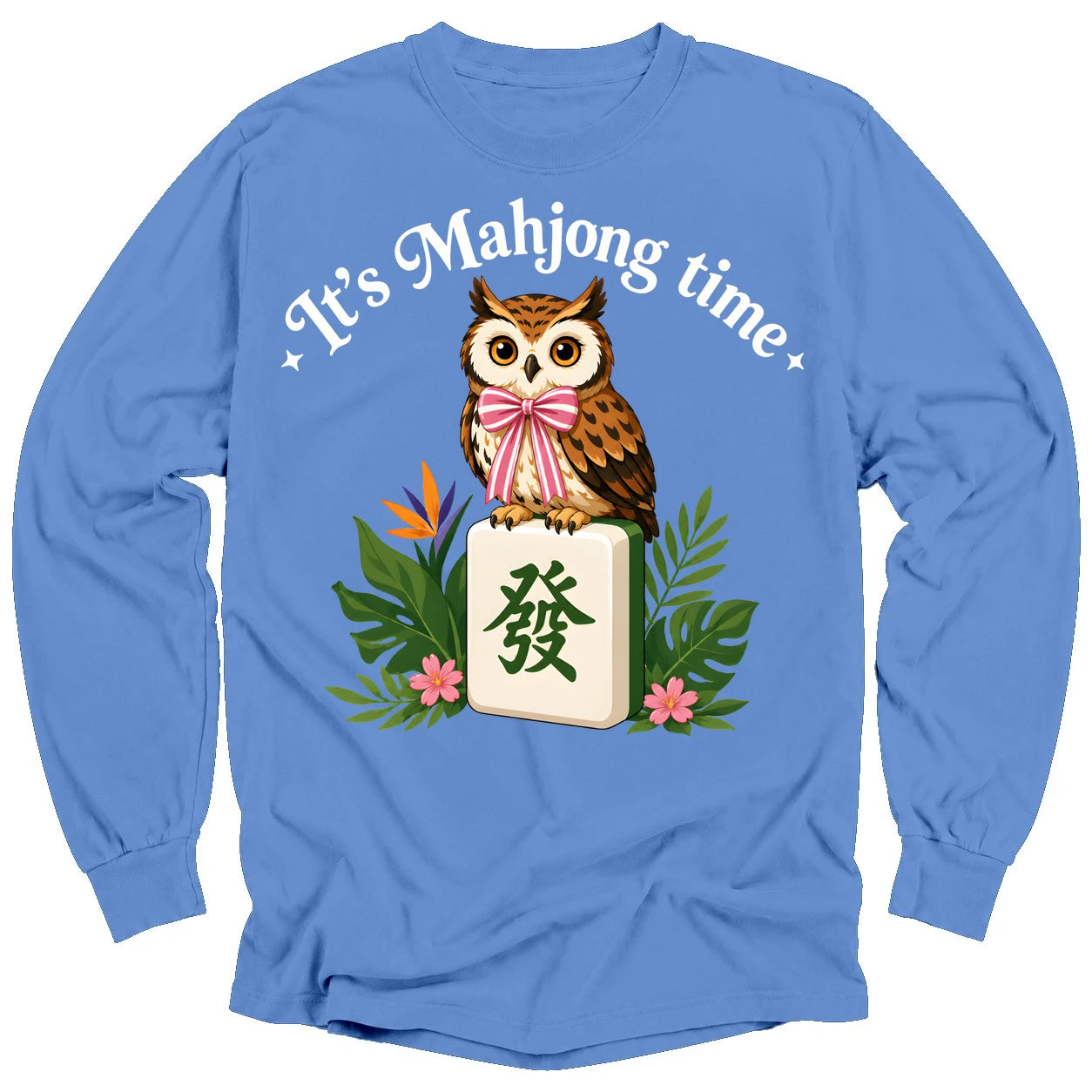 It’s Mahjong Time Owl Long Sleeve T-Shirt