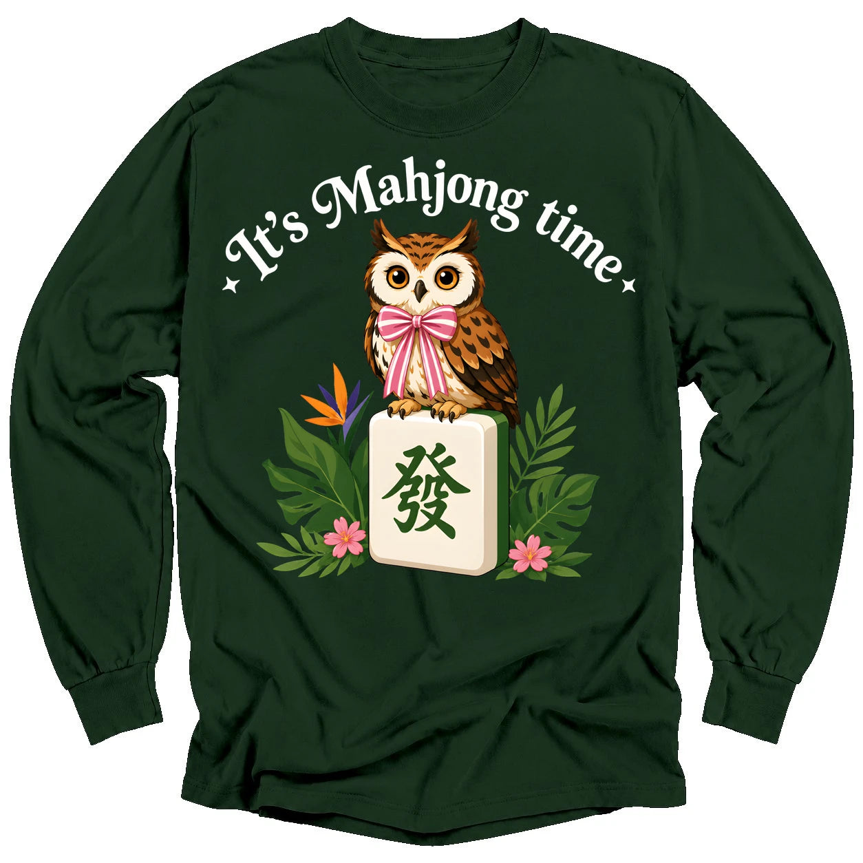 It’s Mahjong Time Owl Long Sleeve T-Shirt