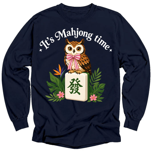 It’s Mahjong Time Owl Long Sleeve T-Shirt