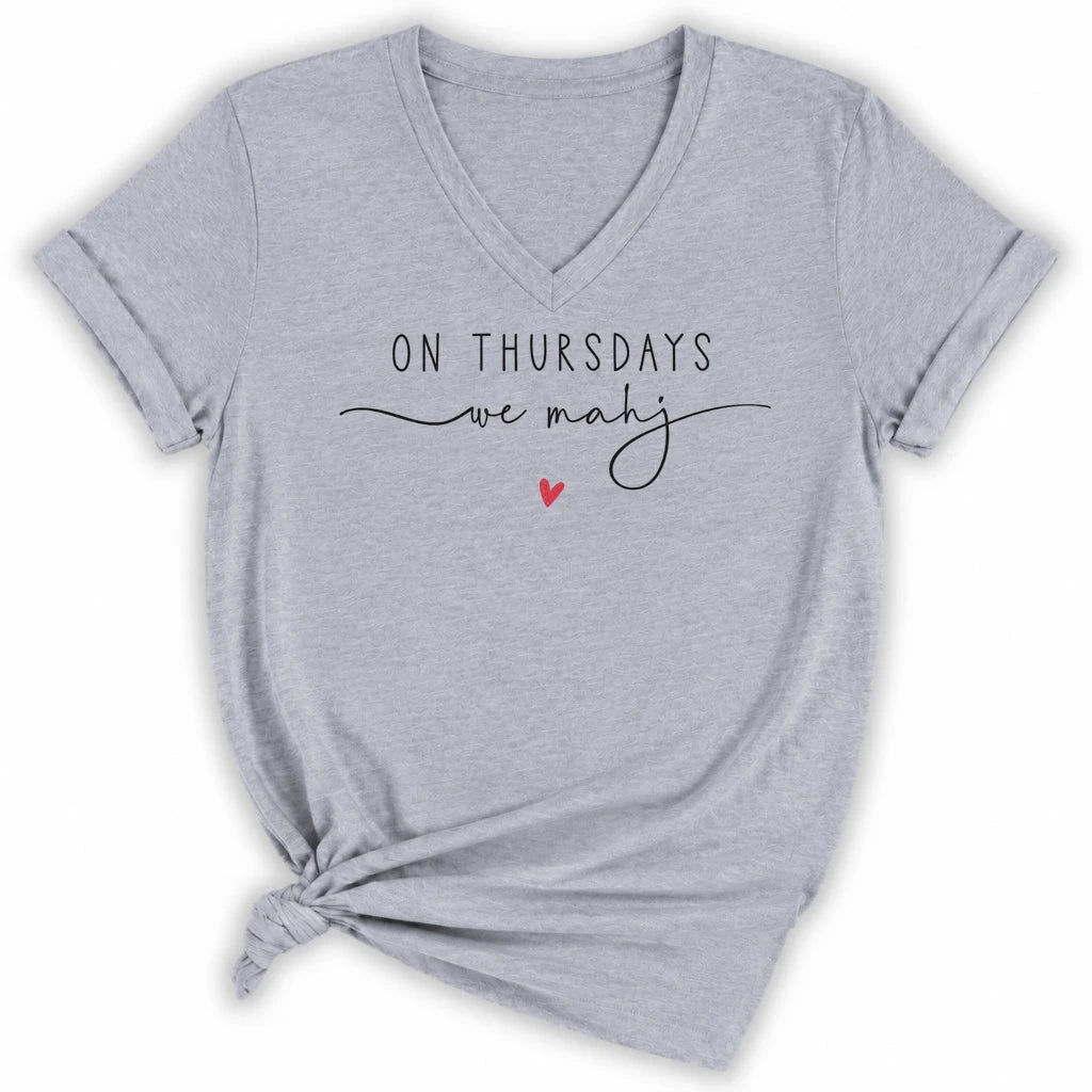 On Thursdays we mahj Lady V-neck