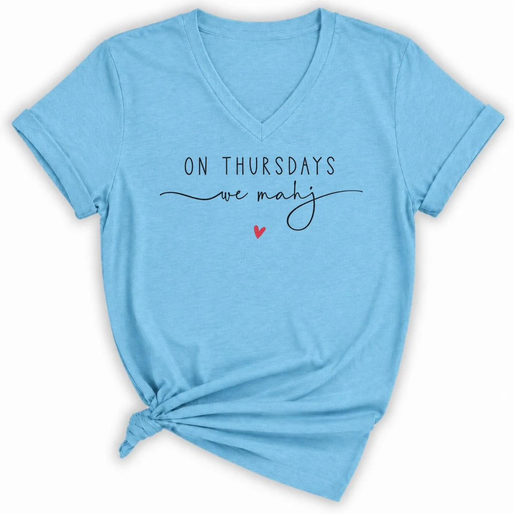 On Thursdays we mahj Lady V-neck