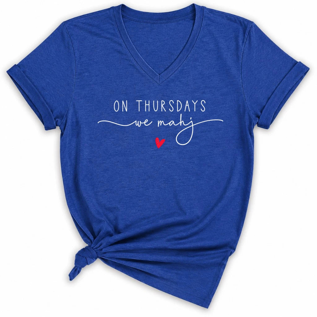 On Thursdays we mahj Lady V-neck