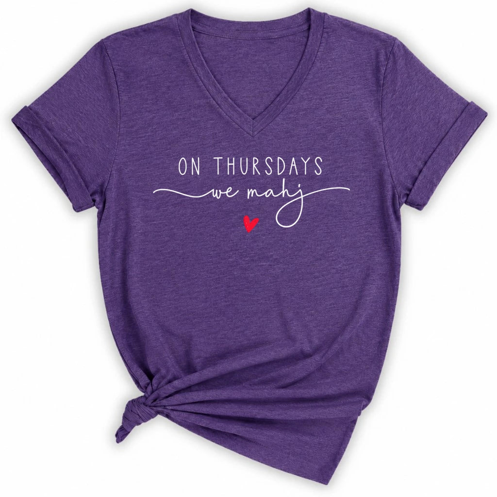 On Thursdays we mahj Lady V-neck