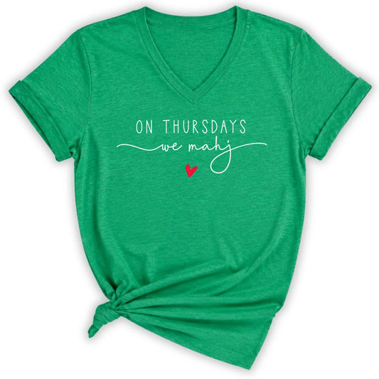On Thursdays we mahj Lady V-neck