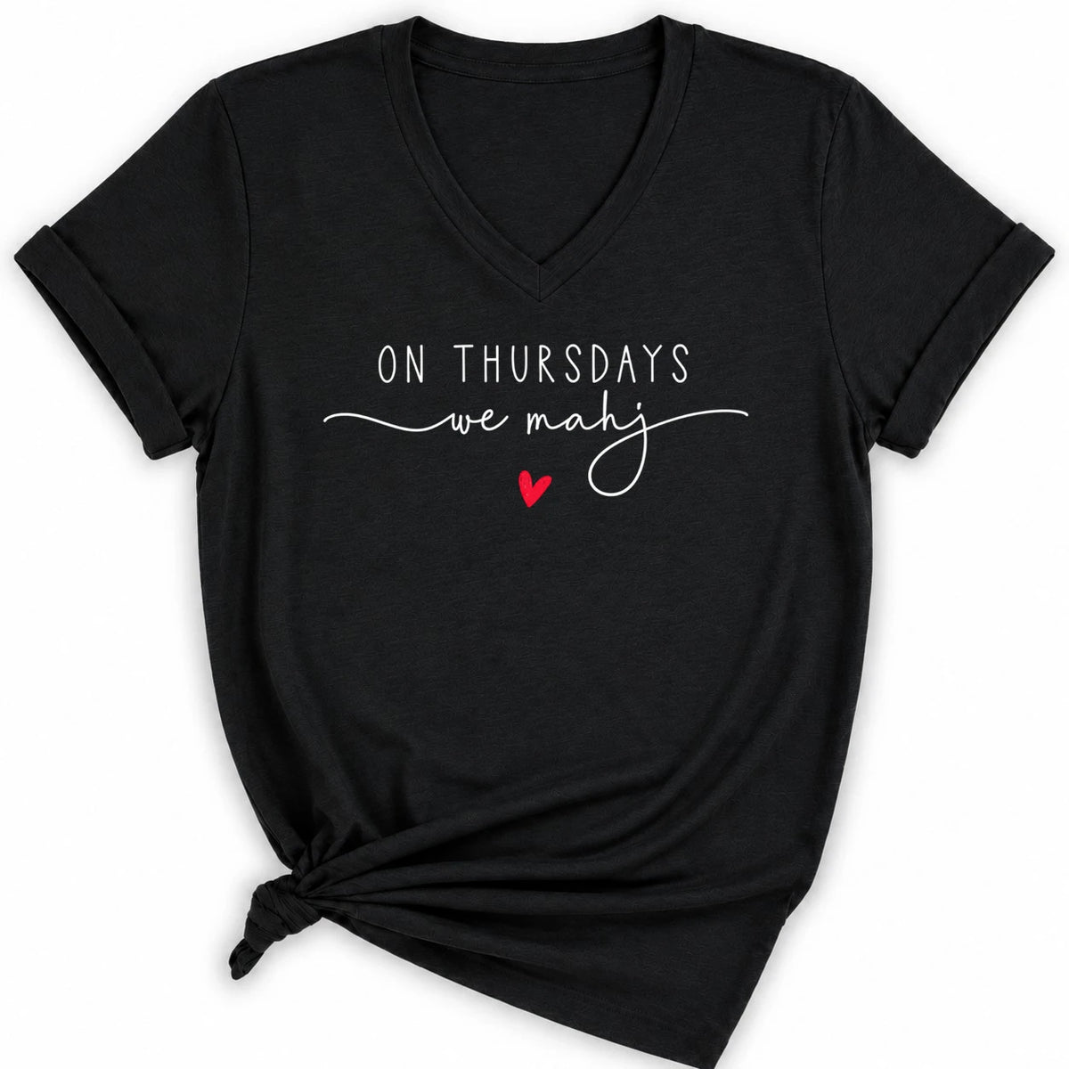 On Thursdays we mahj Lady V-neck
