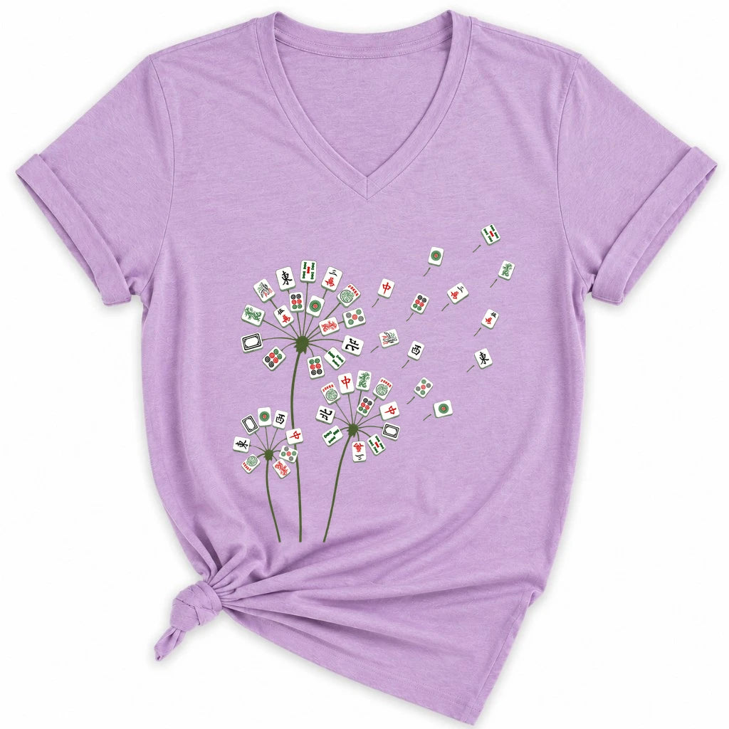 Blooming Mahjong Lady V-neck