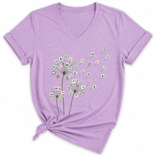 Blooming Mahjong Lady V-neck