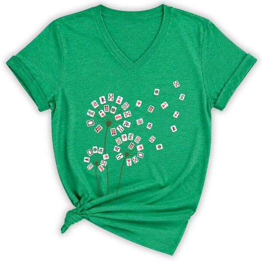 Blooming Mahjong Lady V-neck
