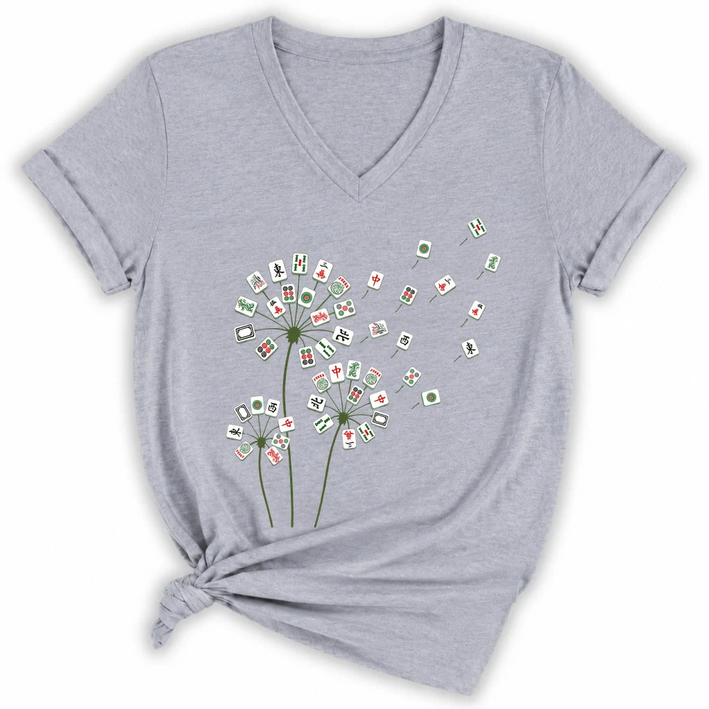 Blooming Mahjong Lady V-neck