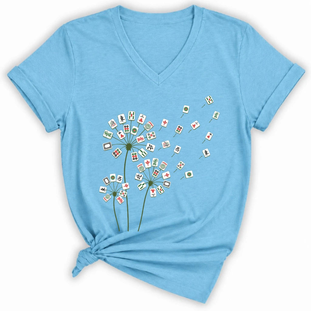 Blooming Mahjong Lady V-neck