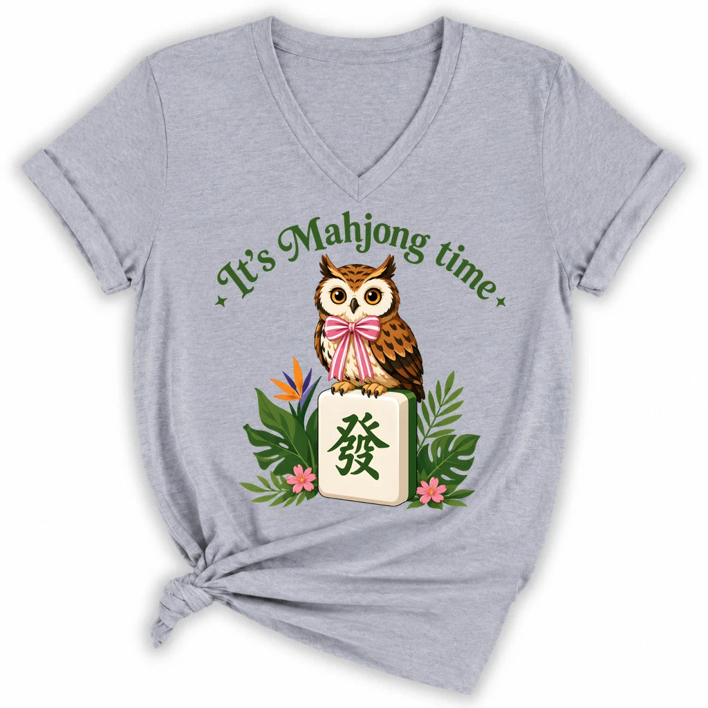 It’s Mahjong Time Owl Lady V-neck