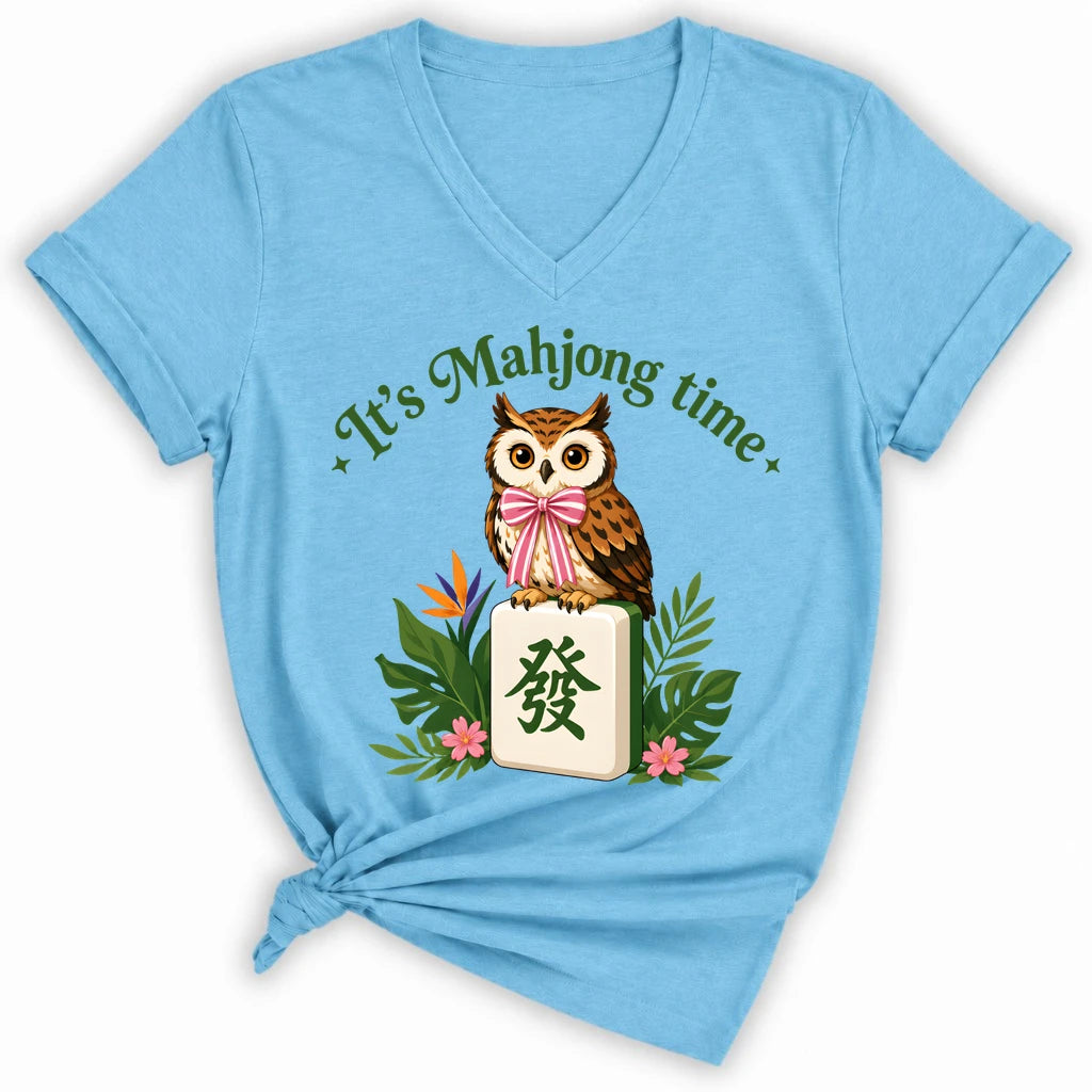 It’s Mahjong Time Owl Lady V-neck