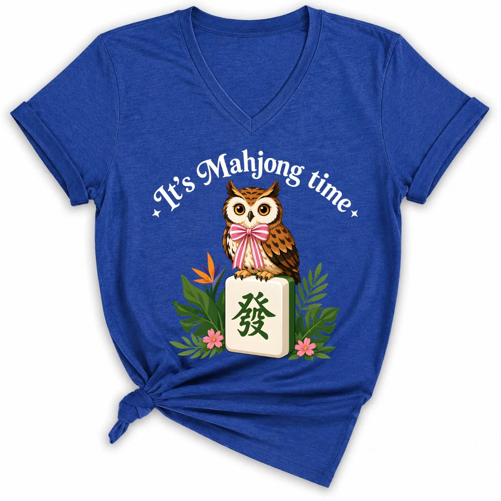 It’s Mahjong Time Owl Lady V-neck