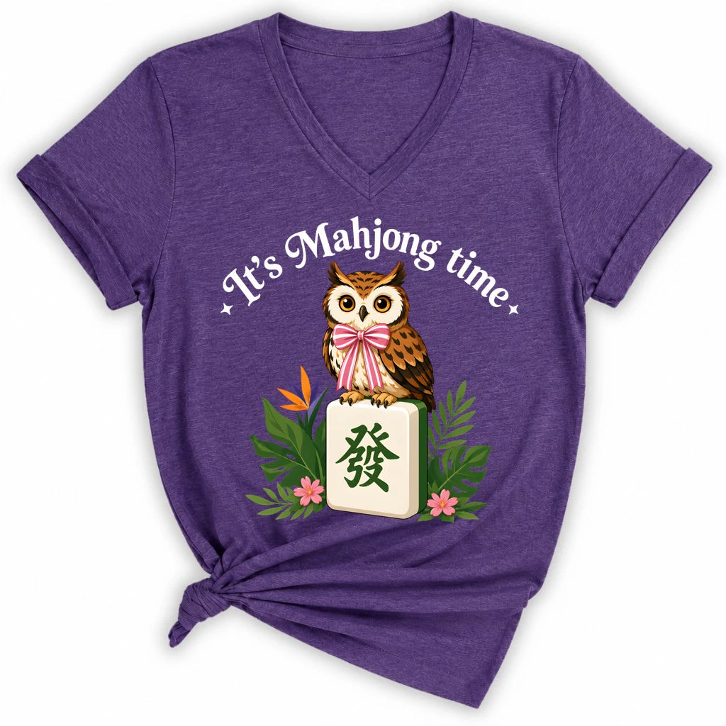 It’s Mahjong Time Owl Lady V-neck