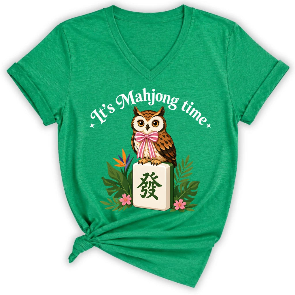 It’s Mahjong Time Owl Lady V-neck