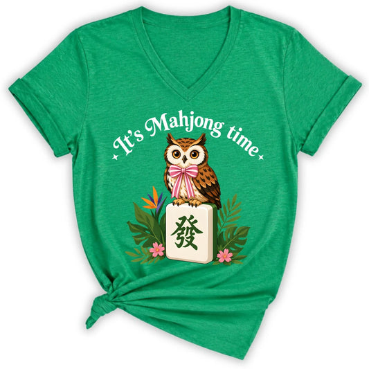 It’s Mahjong Time Owl Lady V-neck