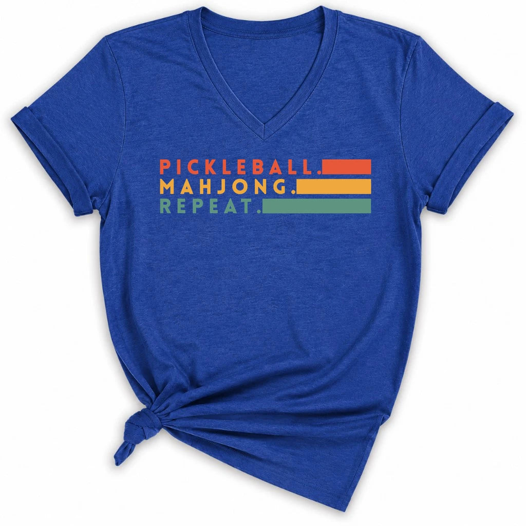 Pickleball Mahjong Lady V-neck