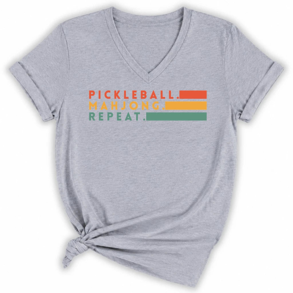 Pickleball Mahjong Lady V-neck