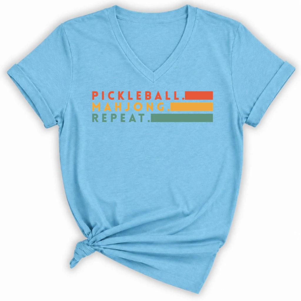 Pickleball Mahjong Lady V-neck