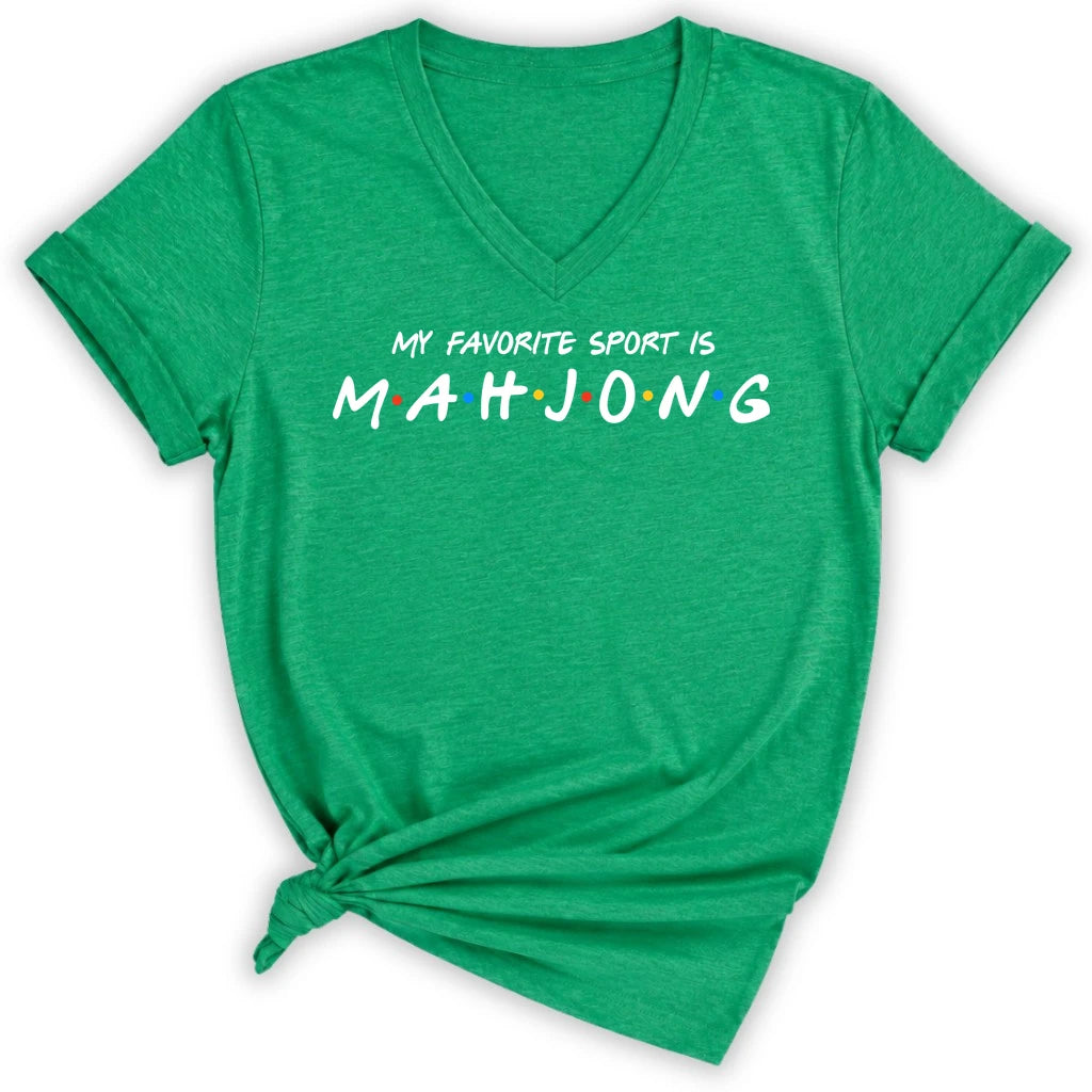 My Favorite Sport Is Mahjong Lady V-neck