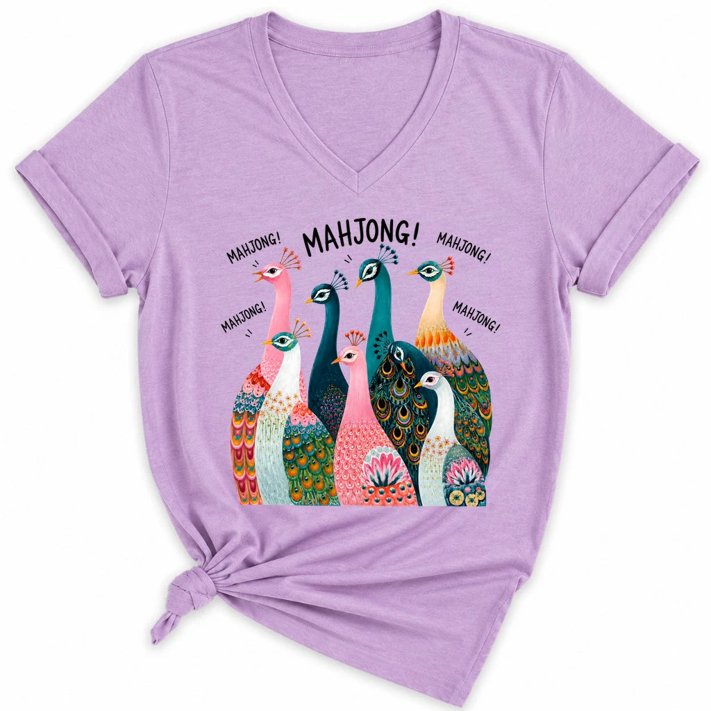 Peacock Mahjong Lady V-neck