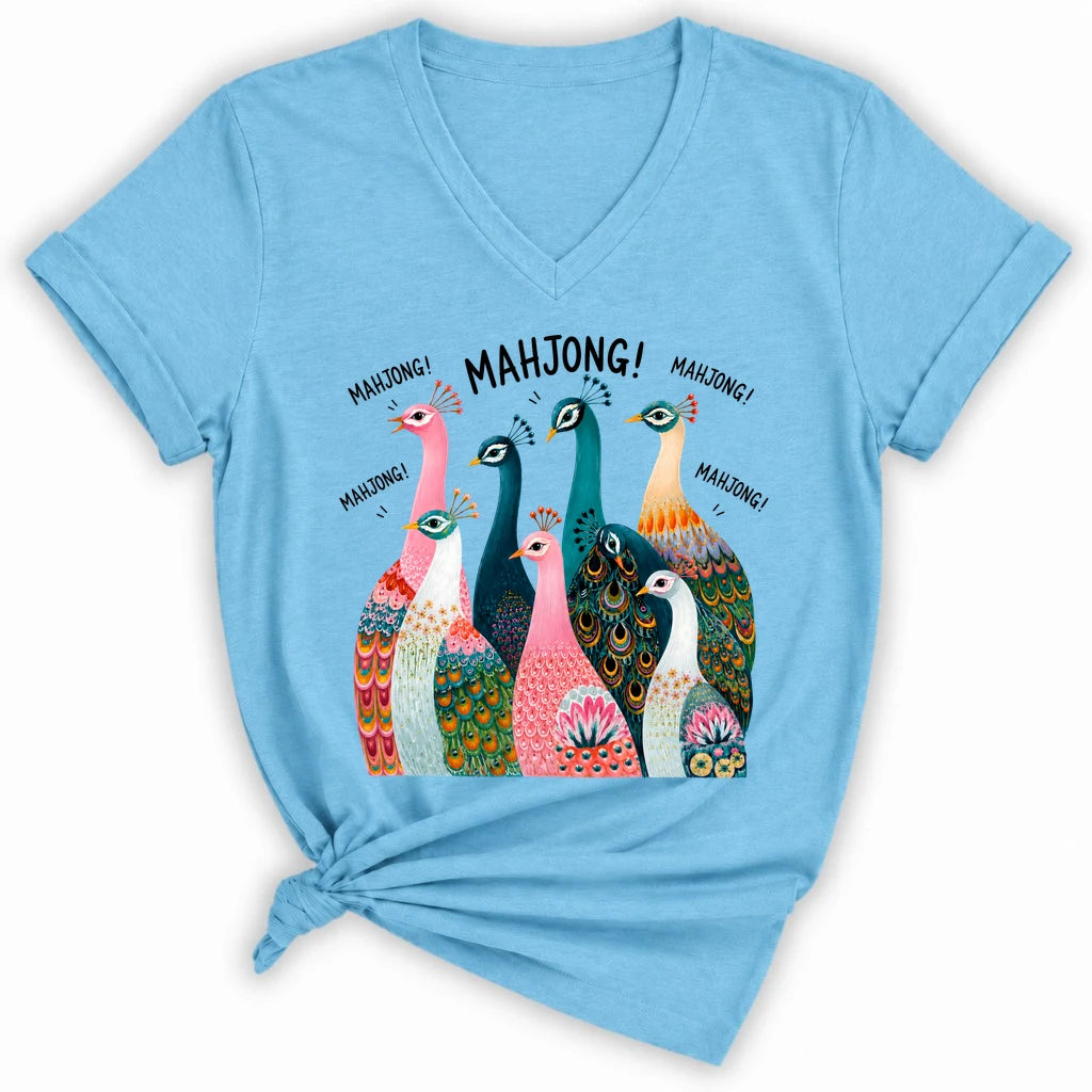 Peacock Mahjong Lady V-neck
