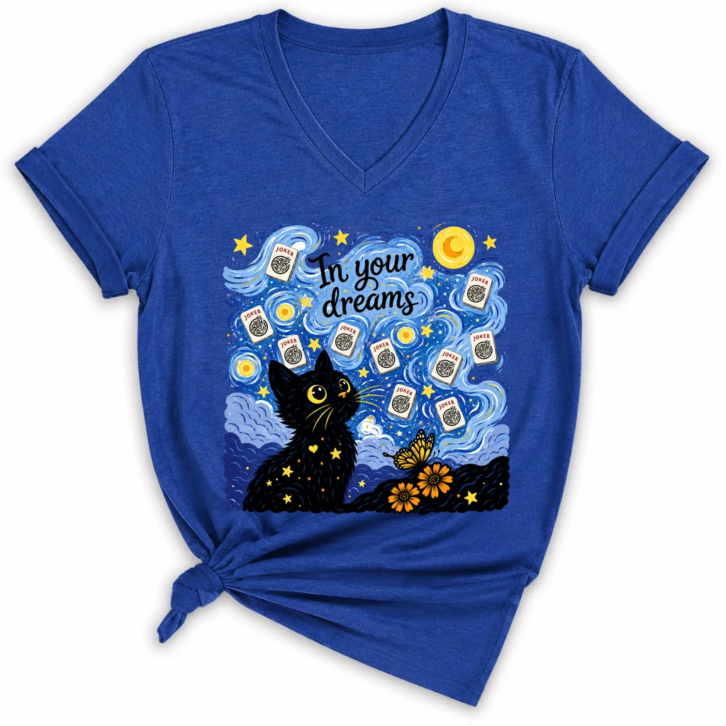 Van Gogh Starry Night Mahjong Lady V-neck