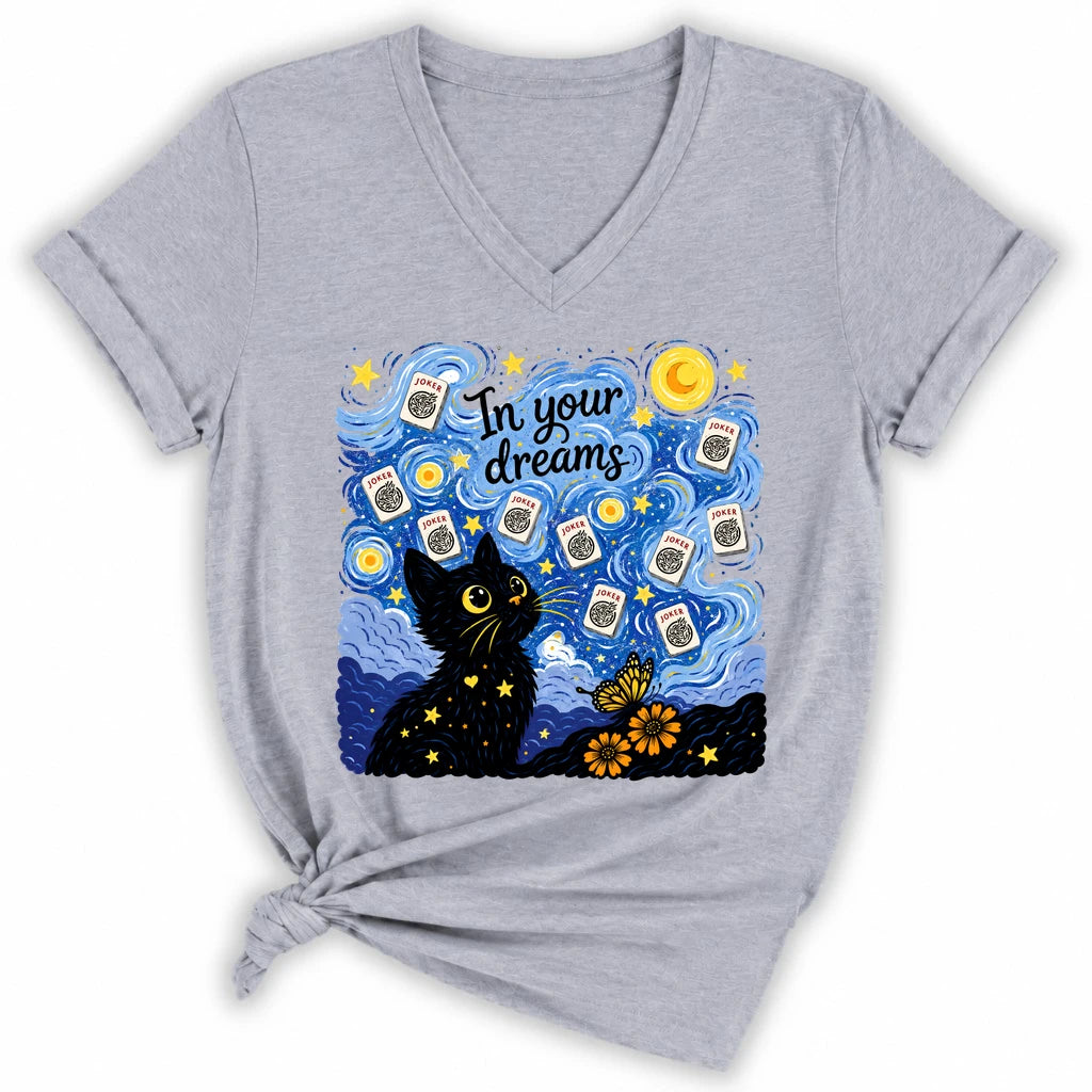 Van Gogh Starry Night Mahjong Lady V-neck