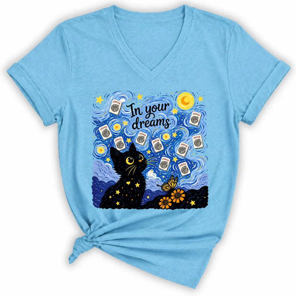 Van Gogh Starry Night Mahjong Lady V-neck