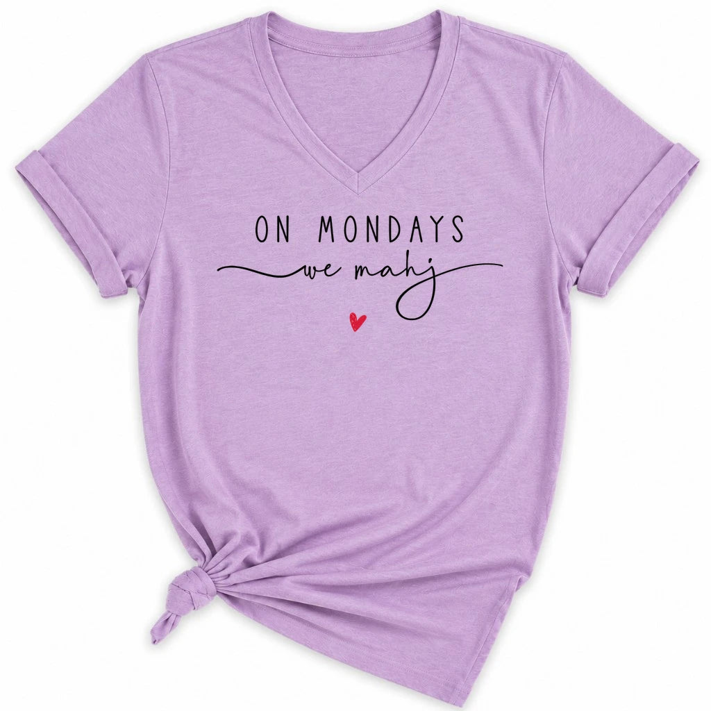 On Mondays we mahj Lady V-neck