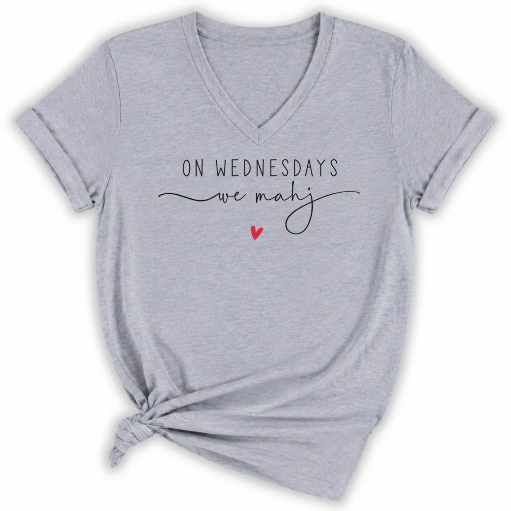On Wednesdays we mahj Lady V-neck