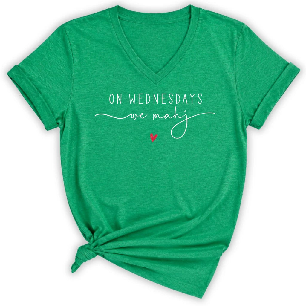 On Wednesdays we mahj Lady V-neck