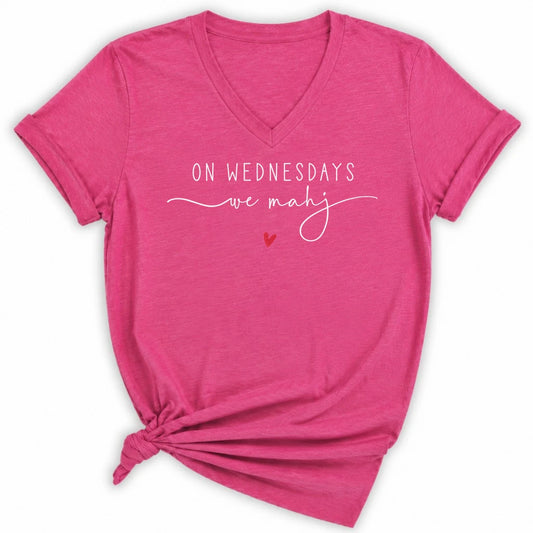 On Wednesdays we mahj Lady V-neck