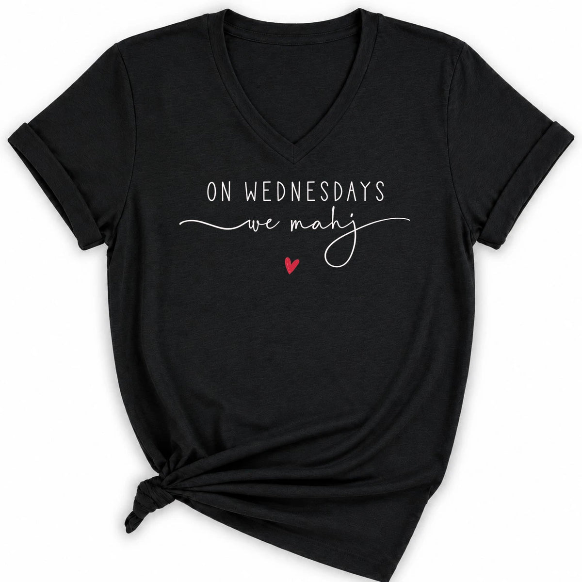 On Wednesdays we mahj Lady V-neck