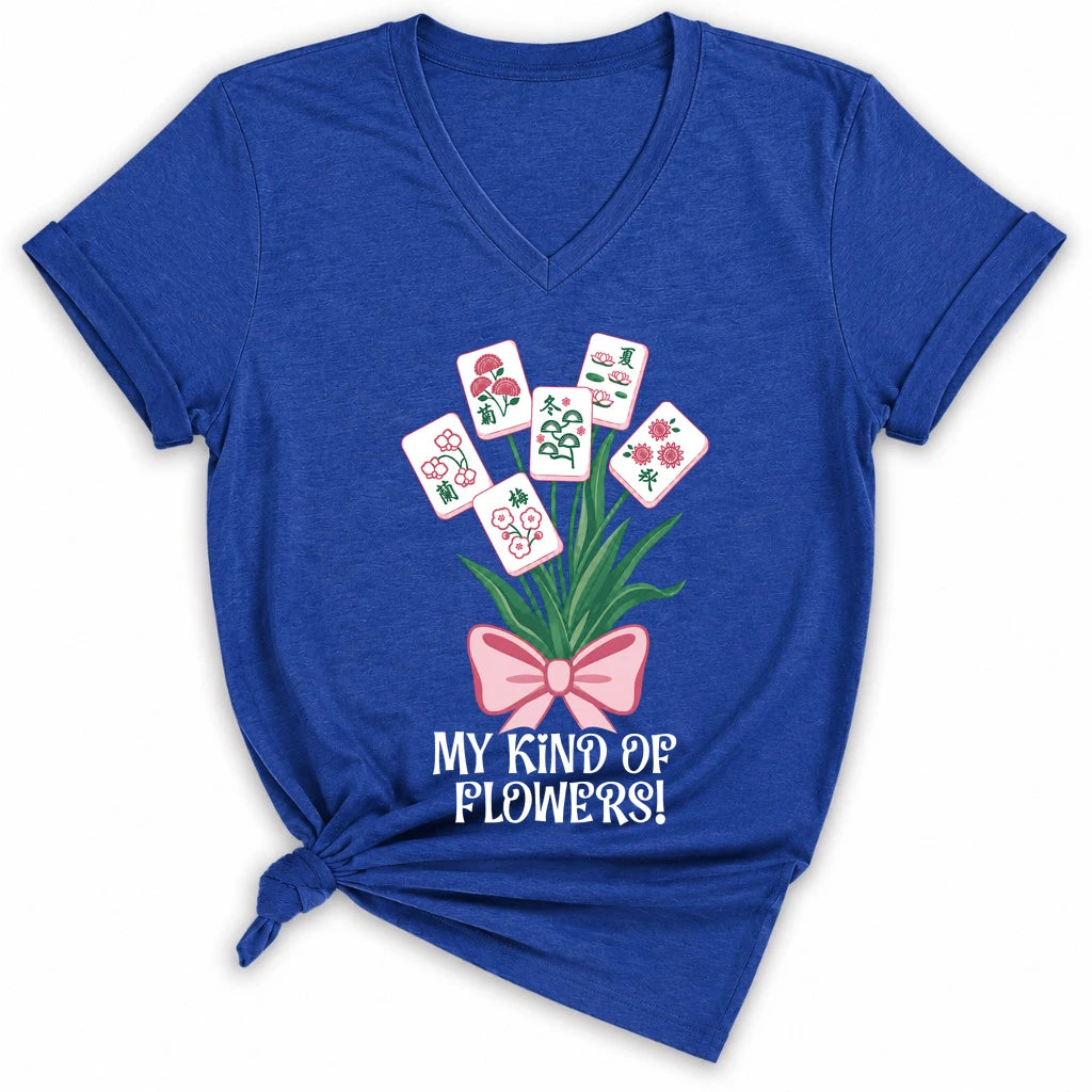 My Kind Of Flowers Mahjong Lady V-neck