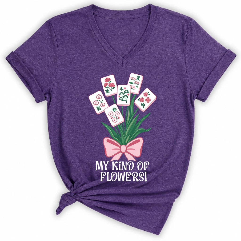 My Kind Of Flowers Mahjong Lady V-neck